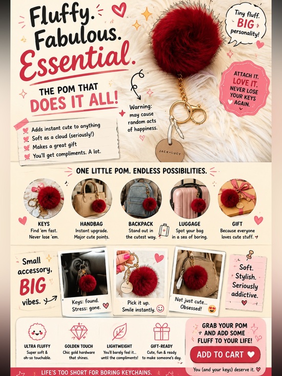 Jack & Lucy Accessories - Key chain puff